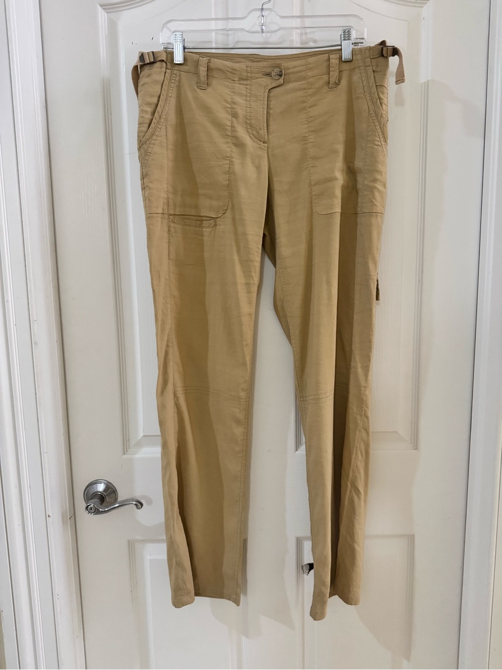 Theory Khaki Linen Cargo Pants Sz 6 Utility Safari Y2K